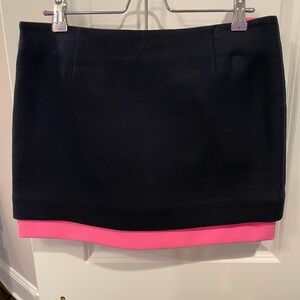 Diane Von Furstenburg “Elley” Mini Skirt, Navy/Hot Pink Color Block (Size 6)
